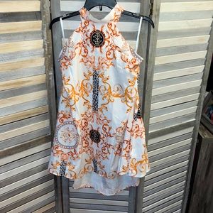 White and Design print halter dress!